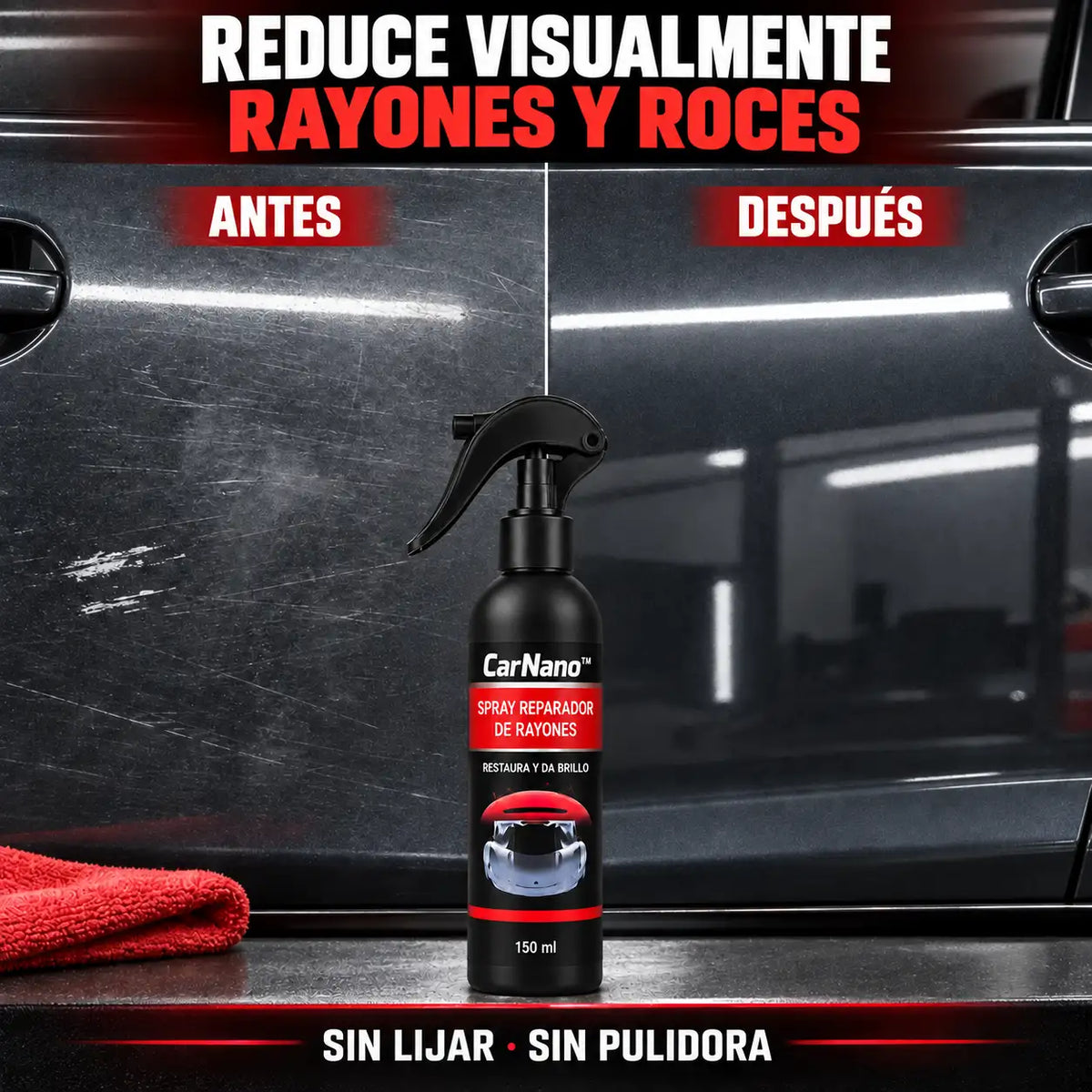 Reduce visualmente rayones y roces. Sin lijar y sin pulidora