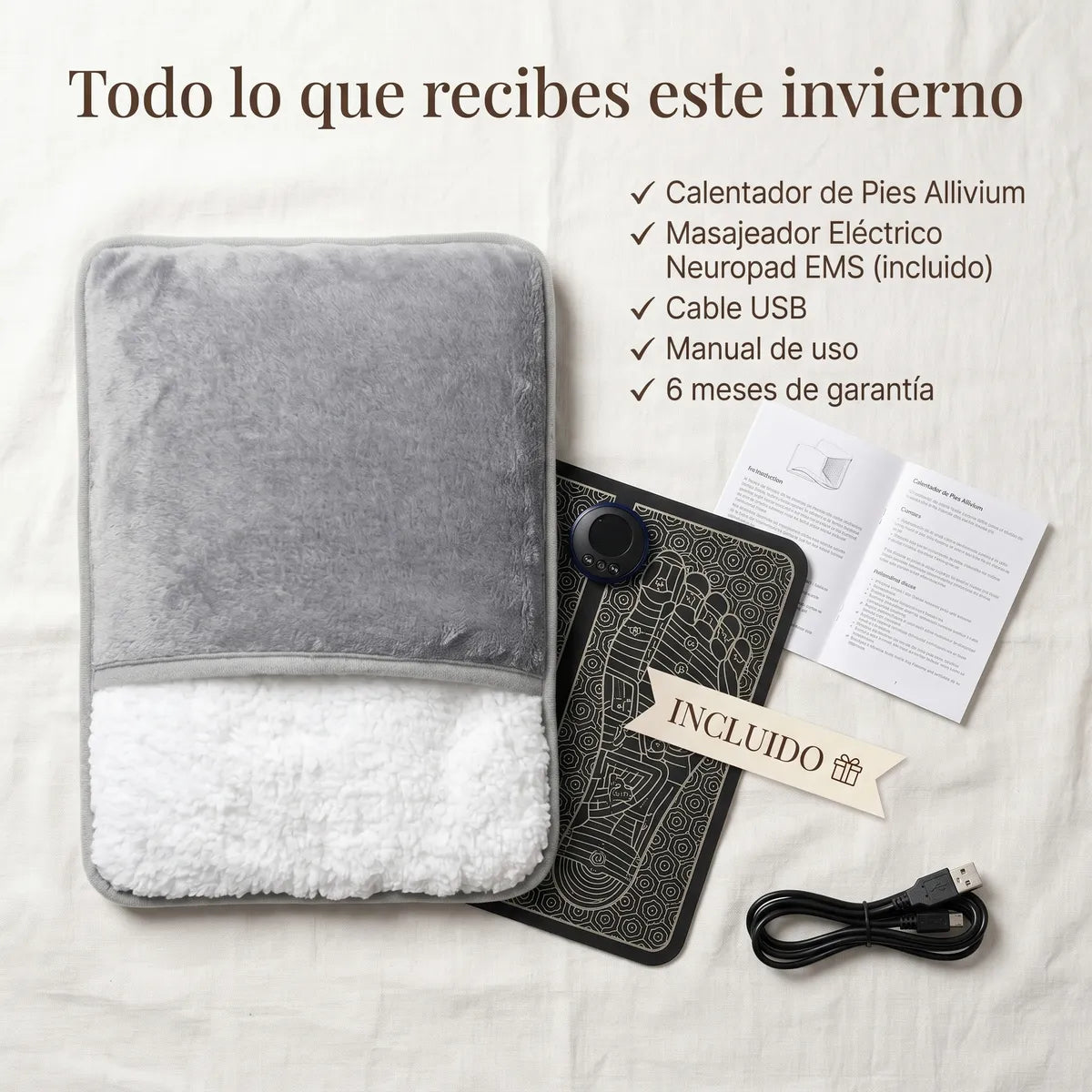 Allivium PRO - Sistema Personal de Calor USB + Masajeador EMS de Regalo