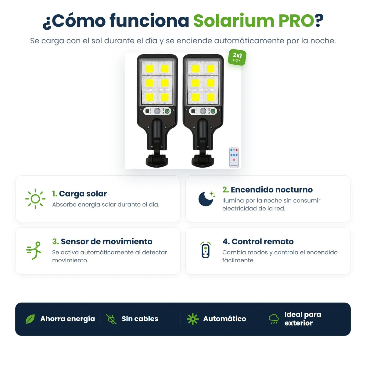 Compre 1 y LLÉVATE 2 - Solarium LED - Reflector Solar Inteligente